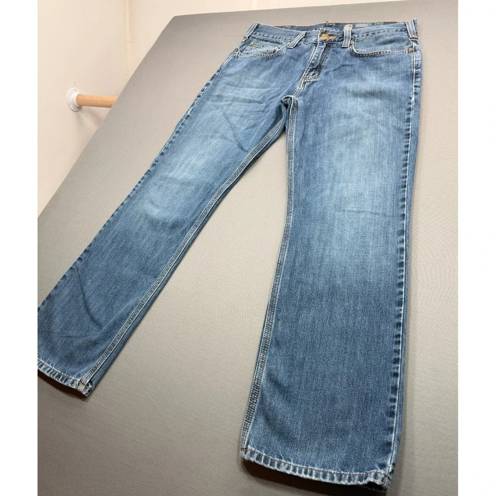 Carhartt Men's Relaxed Straight Leg Jeans Blue Denim Work Pants | 32x30